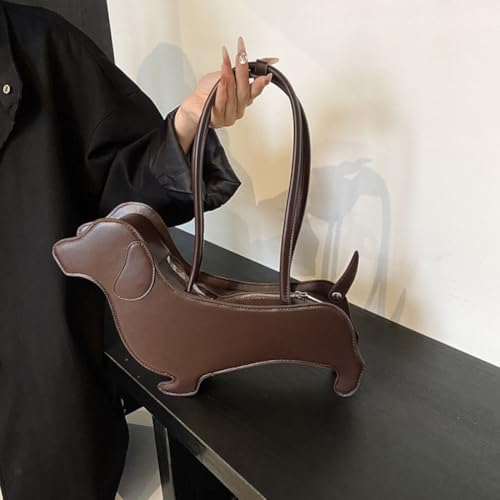 Cartoon Dog Shaped Shoulder Bag Dachshund Design Underarm Bag Pu Leather Purse Handbag for Women Girls2