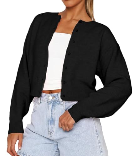 Image of Women's Cardigans Button Down Solid Color Knit Sweater Shirt Lady Lightweight Jackets Fall Winter Outfits