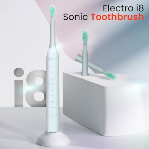 Image of Toothsi Electro Sonic Electric Toothbrush | Smart Electric Toothbrush for Men & Women | with 6 Modes & 5 Brush Heads | IPX 7 Waterproof | Rechargeable | Oral Care (White1, i8)