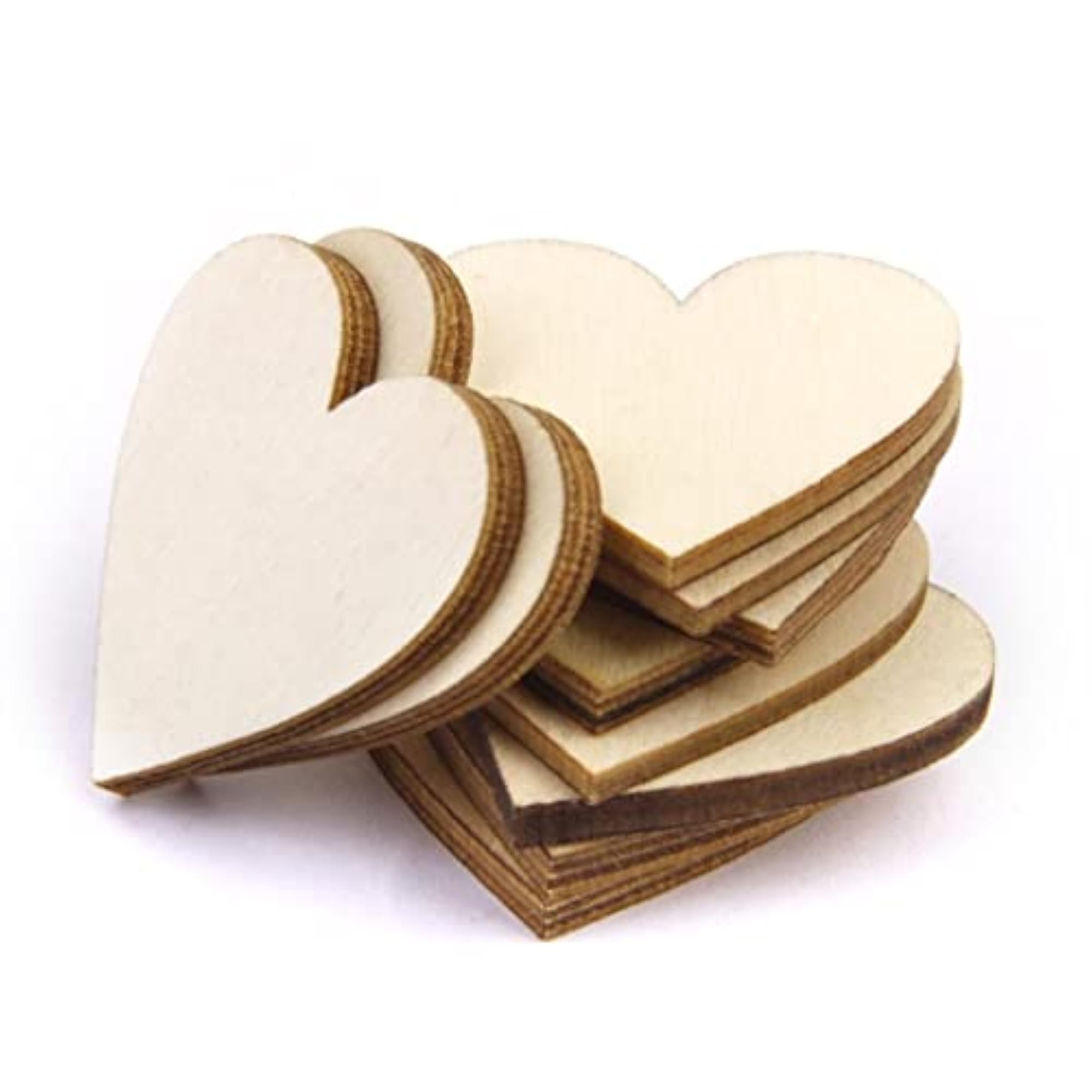 Plain Wooden Love Heart Craft Card Making Set, 50pcs