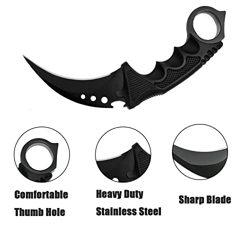 Zlixing Karambit Knife 2 Pieces Fixed Blade Tactical Knives Survival Knife With Sheath Men Gifts Cool Stuff Gadgets For Hiking Fishing Hunting #TOP3