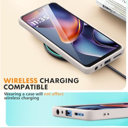 Image of DIZORO Microfiber Candy Case for Motorola Edge 60 Pro 5G Smooth Touch Cushion Liquid Soft Silicone Gel Rubber Phone Cases Non-Slip Full Body Protective Shockproof Back Cover - Stone Grey