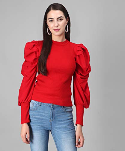 Image of FUNDAY FASHION Women's Cotton Full Sleevs Flurred Regular Fit Top