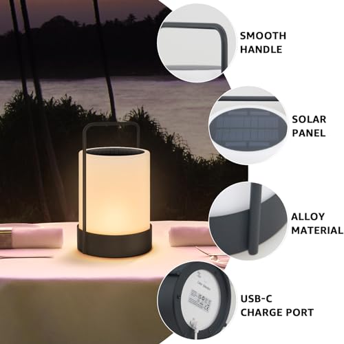 Lampe solaire extérieur cadre métal rechargeable pour terrasse