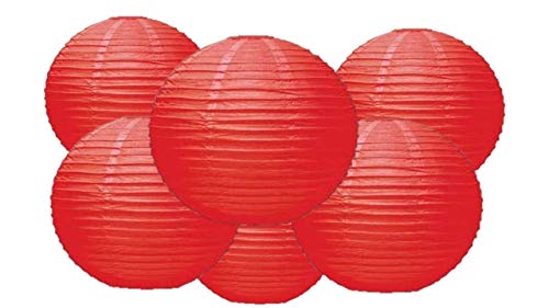 Matissa 12"(30CM) Paquet de 6 Lanterne en Papier Décoration de Mariage Décoration Artisanat Lampe Ombre (Rouge) Cover