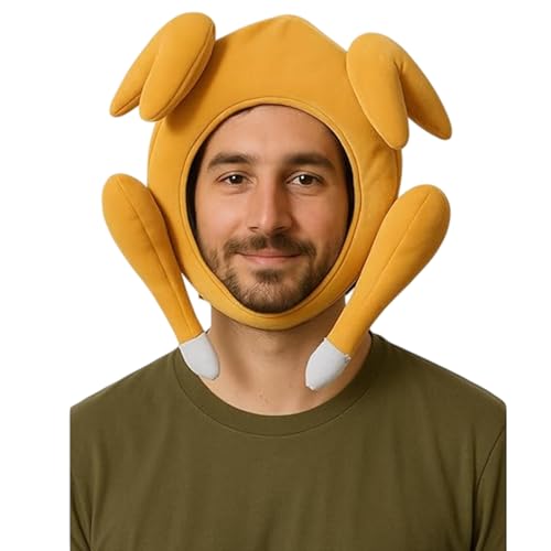 MUNSKT Sombrero de peluche de pavo con agujero para la cara, disfraz de Navidad, accesorio novedoso para adultos
