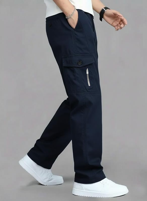 Image of DEELMO Men's Stylish Multi-Pocket Cargo Pants || Casual Fit Trousers || Stylish Cargo Trousers for Men || Men's Pants (MD506 01 04)