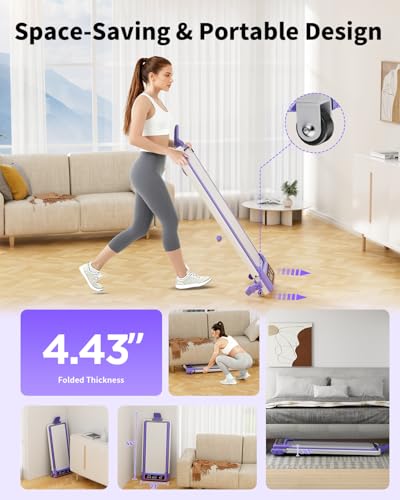 Image of Folding Walking Pad with 15% Incline /RGB Light /Dual Screen Display, 3.5HP Treadmills for Home, Portable Walking Pad Treadmill with Handle Bar and 4 Adjustable Incline, 350lbs Capacity, Smart App