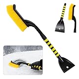 Hbxdeco 26' Snow Brush & Ice Scraper for Car Windshield Window, 2-in-1 Detachable Snow Removal Scraper, Scratch Free Snow Removal Tool with Ergonomic Foam Grip, Winter Car Accessories (Yellow)