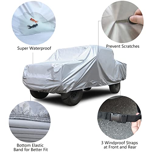 Image of SEAZEN Car Cover 6 Layers, Waterproof Truck Car Cover, Snowproof /UV Protection /Windproof, Universal Car Covers Breathable Fabric with Cotton (240 inch to 250 inch)