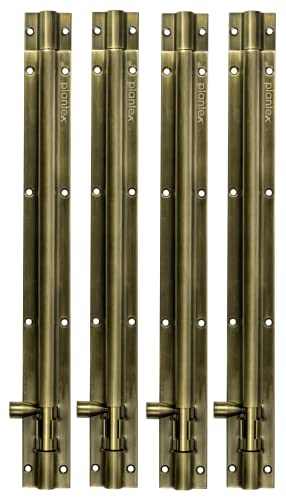 Image of Plantex Stainless Steel 12 inch Tower Bolt /Tower Bolt for Home,Offices Doors and Windows /Tower Bolt for Main Door /Door Latch /Kundi /Chitakini /Door Latch for Windows (Brass Finish, Pack of 4)