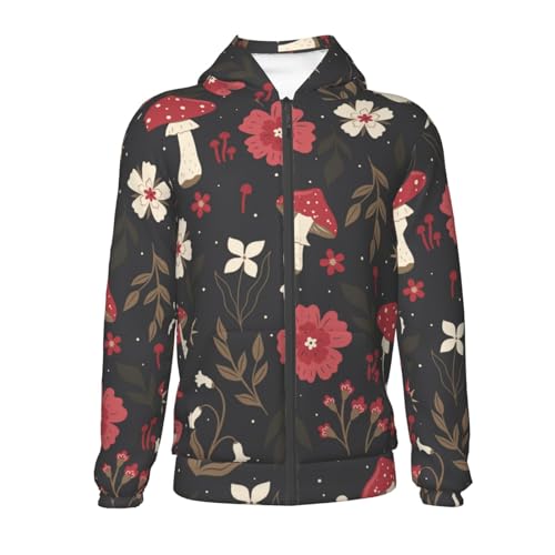 Fly Agaric and Flowers Kids Pullover Hoodies Boys Zip Up Sweatshirts Girls Athletic Clothes with Pocket2
