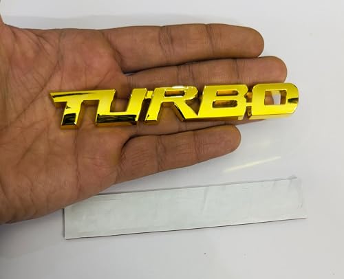 Image of Emblems for Car & Bike Metal Lo.go and Grill Me.tal Lo.go, Auto Accessories for Car Emblem 3D Badge Auto Racing Sport Sticker Grand Tourer Decal. (Golden Turbo Logo)