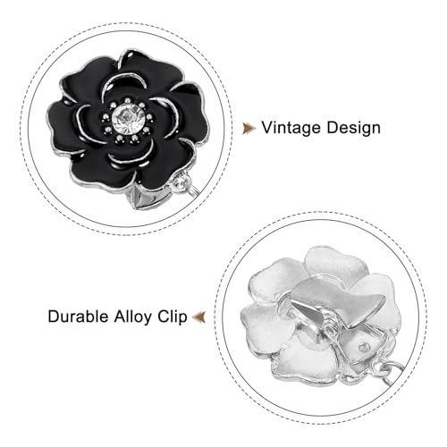 Image of uxcell Rose Sweater Clips Retro Cardigan Collar Clips with Chain Shirt Clips Shawl Clips Clothes Clip