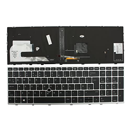 Clavier PC portable Royaume-Uni haut de gamme rétroéclairé cadre argent pour HP 6037B0136103 noir