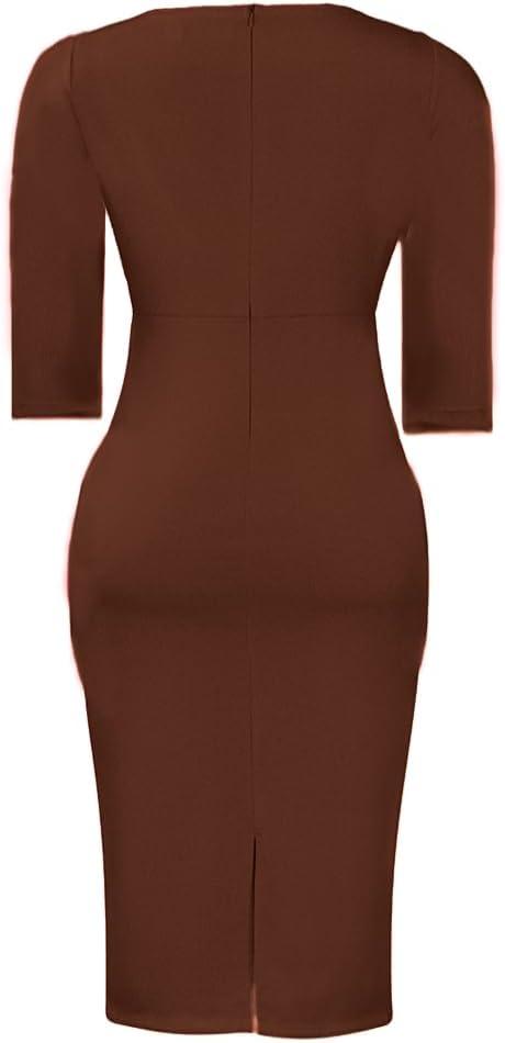 Bodycon Pencil Dress for Women Elegance Church Dresses Midi Teacher Office Modest Business Wear to Work Suiting Outfits - Image 4