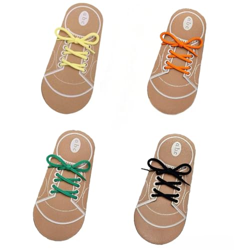 4Pcs Learn to Tie Shoelaces for Kids - Shoe Lace Practice Board & Training Toy for Toddlers & Preschool - Kids Shoe Tying Practice Toy with Random Colour Laces