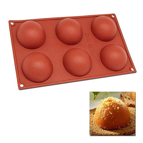 Image of Glamaxy Extra Large Cup Silicone Half Round Baking Mould | Cake Baking Mould | Chocolate Ice Cream Mould (6 Cup Half Circle Mould) (6 Cup Moulds)