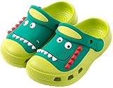  Clogs Kinder Pantoletten Hausschuhe Jungen Mädchen Sommer Gartenschuhe Dinosaurier Badeschuhe Beach Sandalen Rutschfest Grün 150/23-24