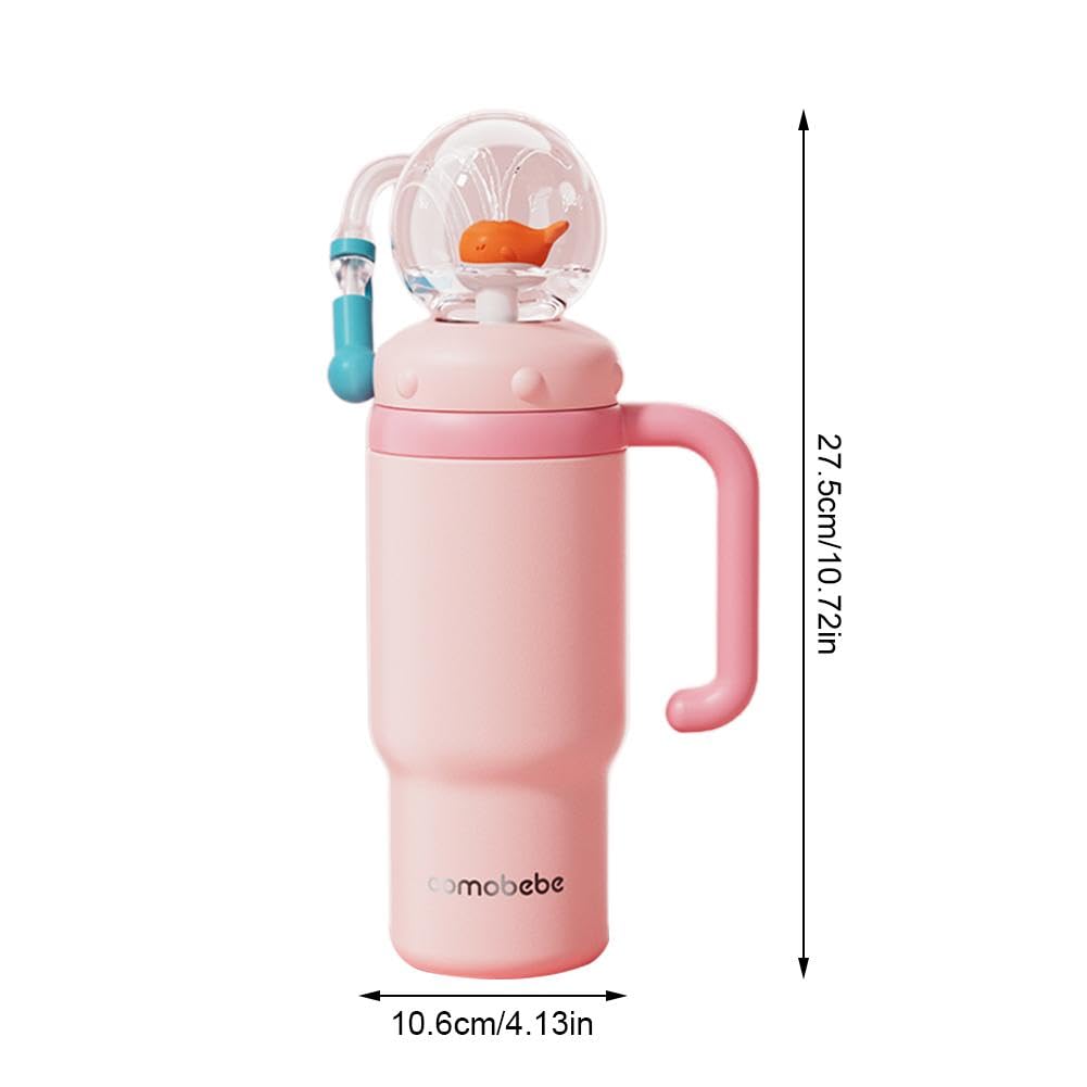 UOYOTT Drinking Cup with Whale Squirt, 24Oz Whale Cup Water Bottle, Stainless Steel Whale Spray Sippy Cup, Leak Proof Weighted Straw Cup for Kids