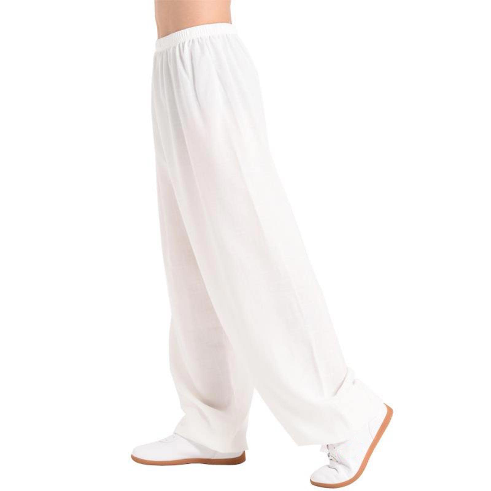 VIRACIN Tai Chi Pants Men Women Martial Arts Pants Kung Fu Pants Yoga Lantern Pants Jogging Pants,White-XXXL