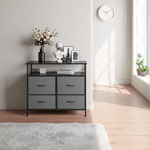 Jpnd Dresser With 4 Drawers Fabric Storage Drawer Unit, Furniture Storage Chest Tower Unit For Bedroom, Hallway, Closet, Office, Closets, Nursery Easy, Pull Fabric Bins (4 Drawers, Gray) #TOP1