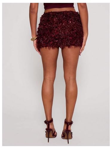 SweatyRocks Women's Sequin Mini Skirt Faux Fur Y2k Party Club Going Out Summer Skirt3