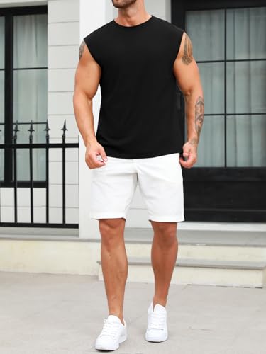 Aoysky Men's Crewneck Sleeveless Athletic Tank Top Performance Workout Muscle Cut Tee Tops3
