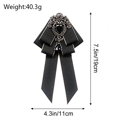 oshhni Pré-amarrado gravata roupas decoração gilrls gravata estilo retrô fita broche de strass broch