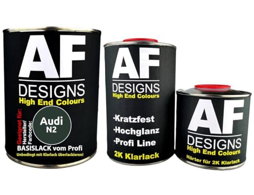 Alex Flittner Designs Set di vernice per auto composto da 1 l di vernice base pronta all'uso + 1L 2K trasparente + 500 ml di indurente 2K per la vernice trasparente