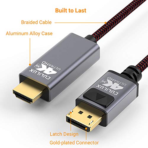 Cubilux Active Unidirectional 4K Displayport Male To Hdmi Male Cable, Display Port To Hdmi Cord Compatible With Dell, Lenovo Thinkpad, Hp, Tv, Monitor, Projector Computer, Laptop, And More, 6 Feet #TOP5