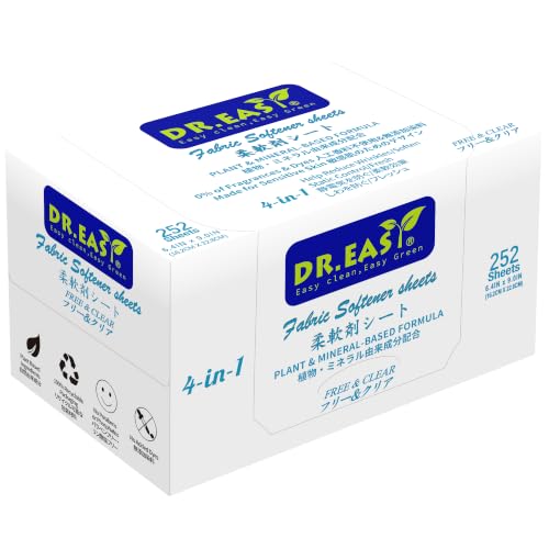 DR.EASY Dryer Sheets Plant Based Formula 252 Ct Fabric Softener sheets for Laundry Free & Clear...