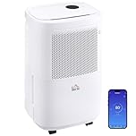 HOMCOM 10L/Day Portable Quiet Dehumidifier with WiFi Smart App Control, 2.2L Water Tank, Electric Moisture Air Dehumidifier for Home Laundry Basement