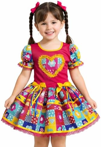 Vestido Festa Junina Caipira São João Quadrilha Infantil Rosa Beb...