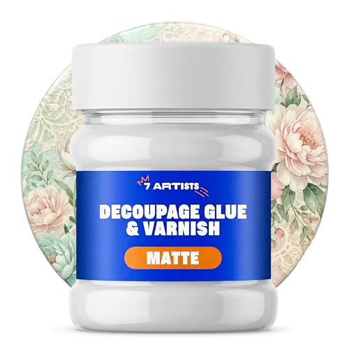 7 Artists Decoupage Kleber & Lack Matt 230 ml Bastelkleber Transparent für Serviettentechnik Wasserbasiert | Serviettenkleber und Lack für Decoupage Papier Reispapier Holz Glas Keramik
