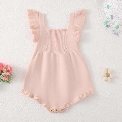 Newborn Baby Girl Sweater Romper Knitted Ruffle Sleeve Bodysuit Jumpsuit Toddler Cute Summer Clothes4
