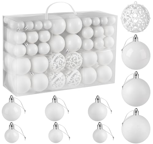 Homucasa 100-teilig Weihnachtskugeln Set, Weiß Christbaumkugeln aus...