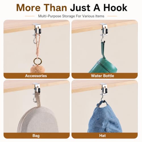Image of HASTHIP 4PCS Adjustable Purse Hook Heavy Duty Clamp Hook for Table Desk