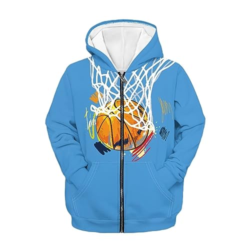Xoenoiee Hoodies for Teen Girls Boys Hooded Pullover Sweatshirts with Pockets Zip Up Jacket for Kids