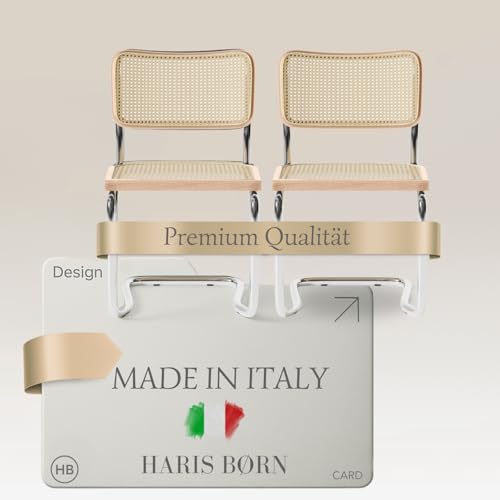 Haris Børn® Design Freischwinger Stühle Wiener Geflecht (2er Set) – handgefertigt in Italien – Rattanstühle Buche –...