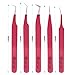 Eyelatic Eyelash Tweezers Set of 5 PCS for Volume Lash Extensions, J2 Japanese Stainless Steel Tweezers Maroon
