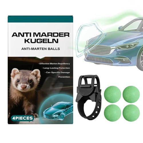 Prety 4X Marderschreck Auto Kugeln mit Halter – Effektive Marderabwehr im Motorraum – Natürlicher Duft,Tierfreundlich,bis zu 3 Monate Schutz für Ihr Fahrzeug