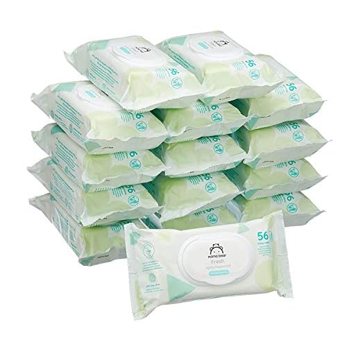 Marque Amazon - Mama Bear Fresh Lingettes parfumées pour bébé - Pack de 15 (840 lingettes)