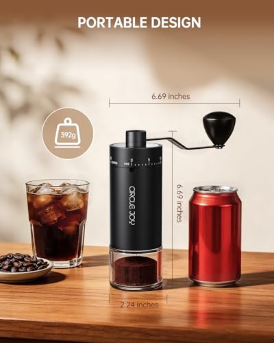Image of CIRCLE JOY Mini Manual Coffee Grinder with 40 External Adjustable Settings and Ceramic Conical Burr, Portable Stainless Steel Hand Coffee Grinder for Home and Travel