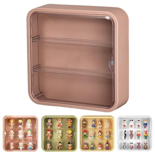 コレクションケース フィギュアケース 透明ディスプレイケース 収納ケース 収納ボックス 透明 展示ケース 透明 人形ケース 卓上 展示ボックス 防塵 おもちゃディスプレイボックス おもちゃ 収納 化粧品 台座 模型 人形 ひな壇 陳列 アクリル 貼り紙付き4色 (ミルクティー)