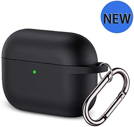 Jesmile Protective Case Cover Compatible with Airpods Pro Charging Case,Visible Front LED Soft Slim Silicone Headphone Case with Anti-Lost Carabiner for The Air pods Pro/3