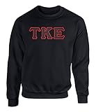 Fashion Greek Tau Kappa Epsilon Twill Letter Crewneck Sweatshirt Black Medium