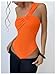 GORGLITTER Women's Twist Front One Shoulder Bodysuit Sleeveless Backless Asymmetrical Neck Tank Top Jumpsuits Burnt Orange Large