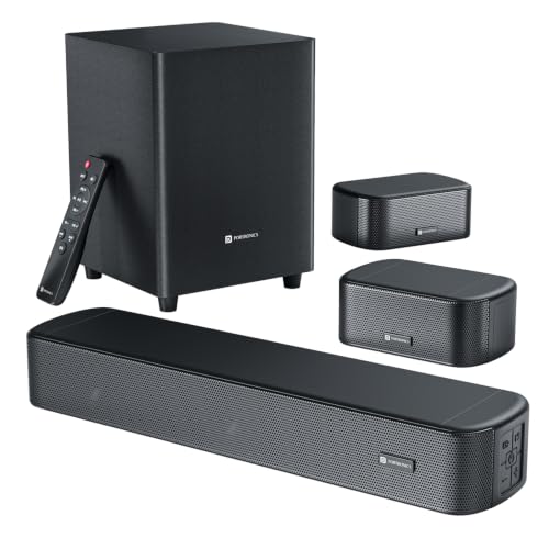 Image of Portronics 150W Pure Sound Pro X2 5.1 Channel Home Theatre with Deep Base Wired Subwoofer, Dual Satellite Speakers, Bluetooth 5.3, HDMI ARC, Optical, USB, AUX, Multiple EQ Modes, Remote (Black)