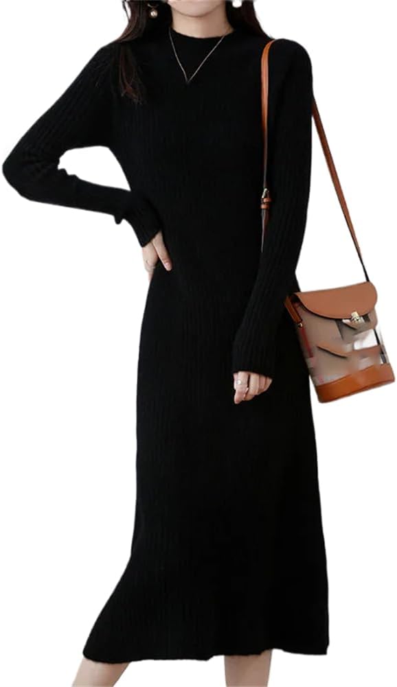 Cashmere Sweater Womens Dresses Wool Autumn Winter Elegant Knitted Long Dress Female Casual Warm Skirts